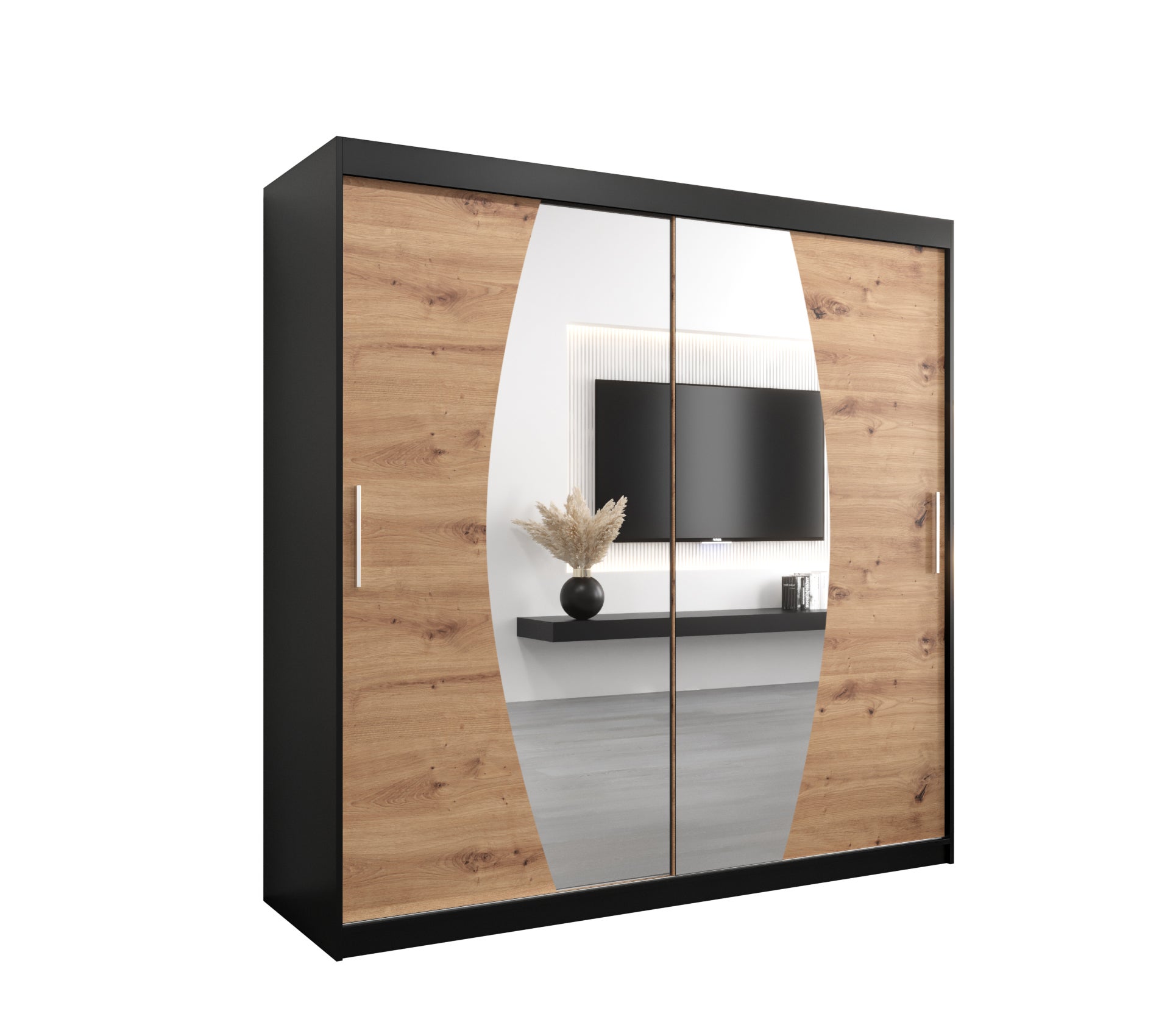 Szafa przesuwna garderoba ELYPSE 200 x 62 x 200 cm Czarny + Artisan - Abiks Meble