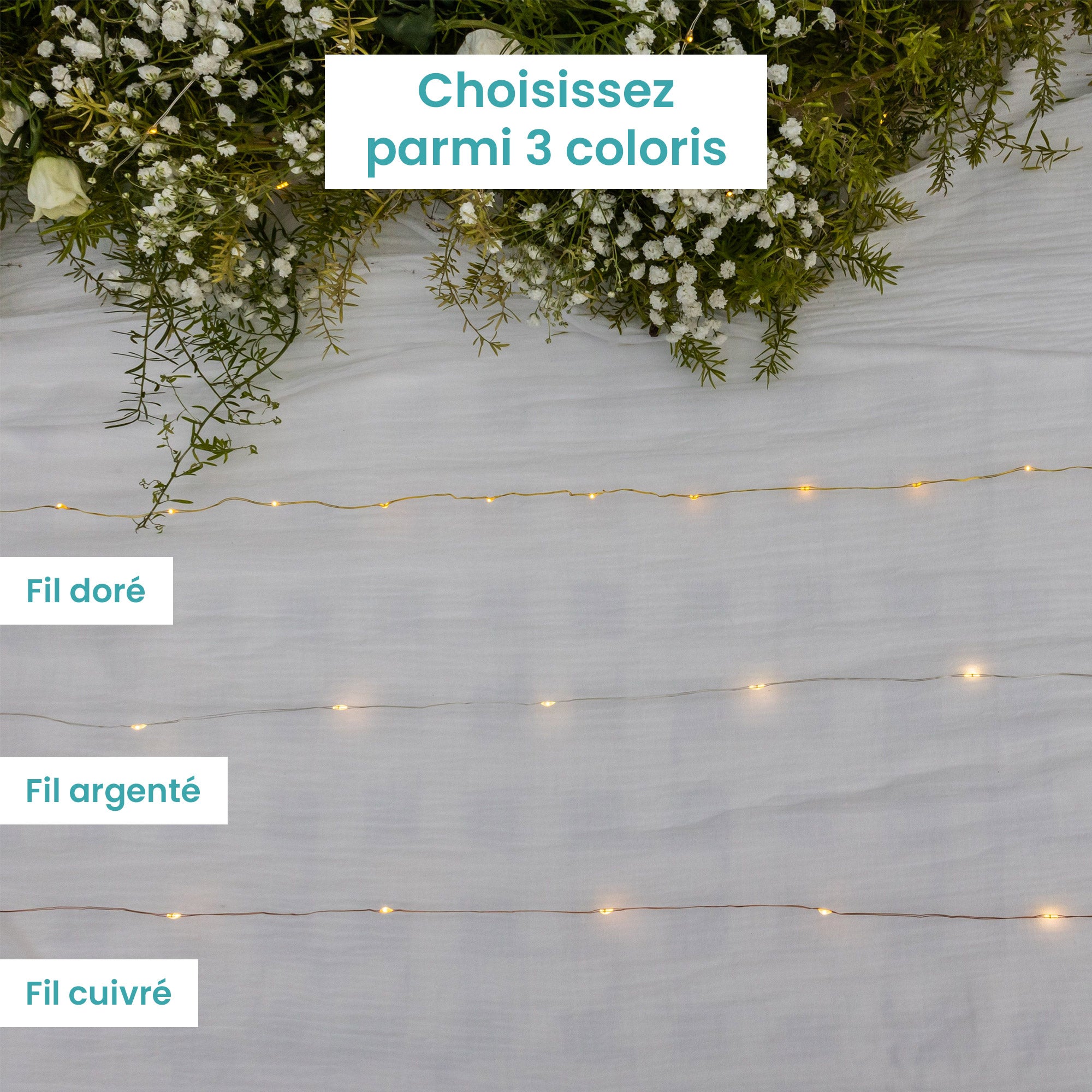 Guirlande Micro LED 10M Cuivre 100 LEDs Blanc Chaud - 4
