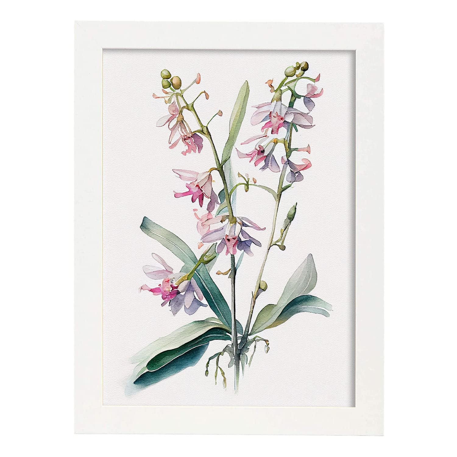 Nacnic poster de orquídea estilo nórdico ilustraciones de botánica con flores y plantas en acuarela diseño moderno y modelo 1 a3 con marco blancos