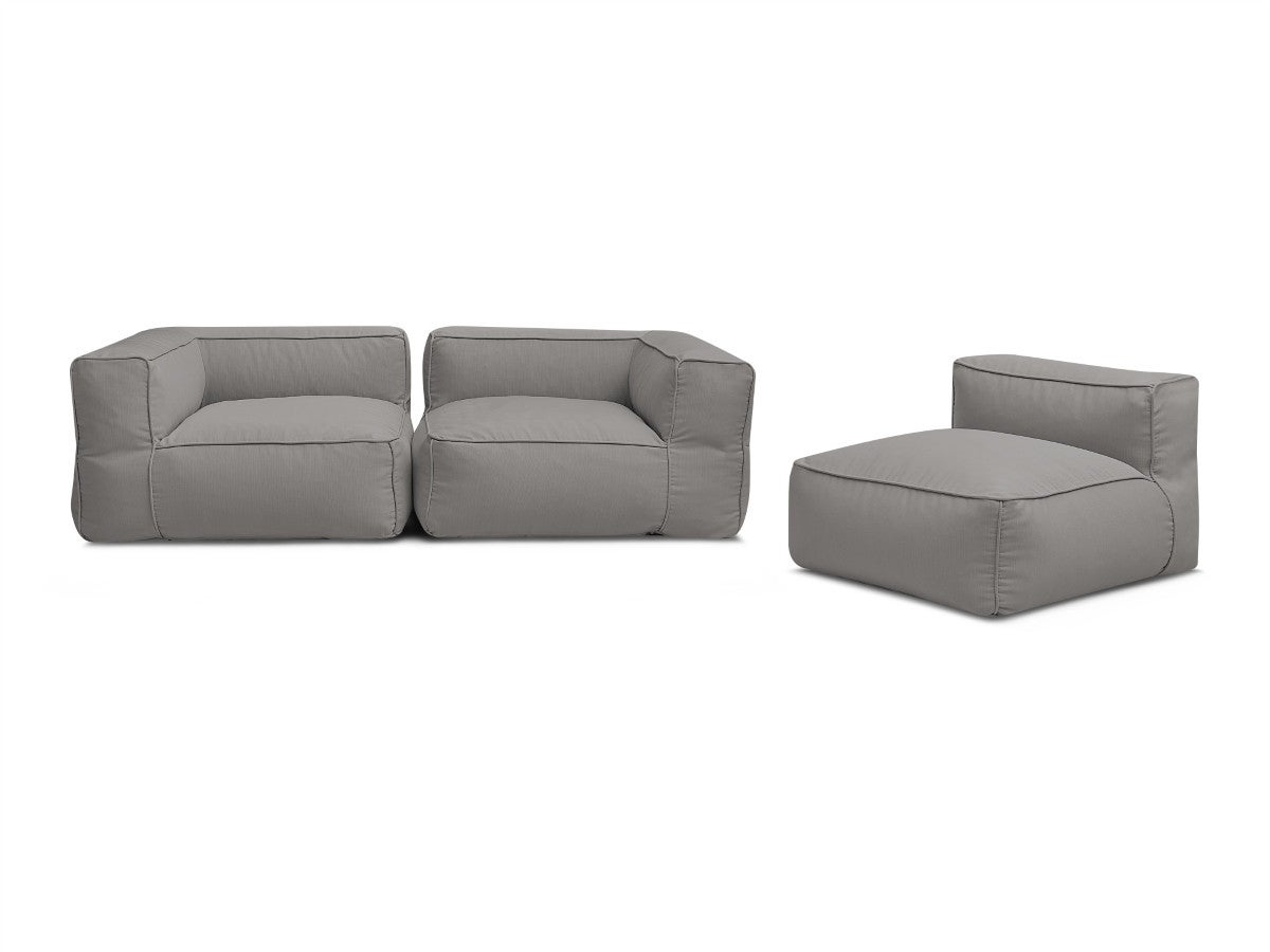 BOBOCHIC Canapé de jardin modulable GIULIA avec bâche de protection, 2 angles et 1 chauffeuse 1 place Gris foncé - 2