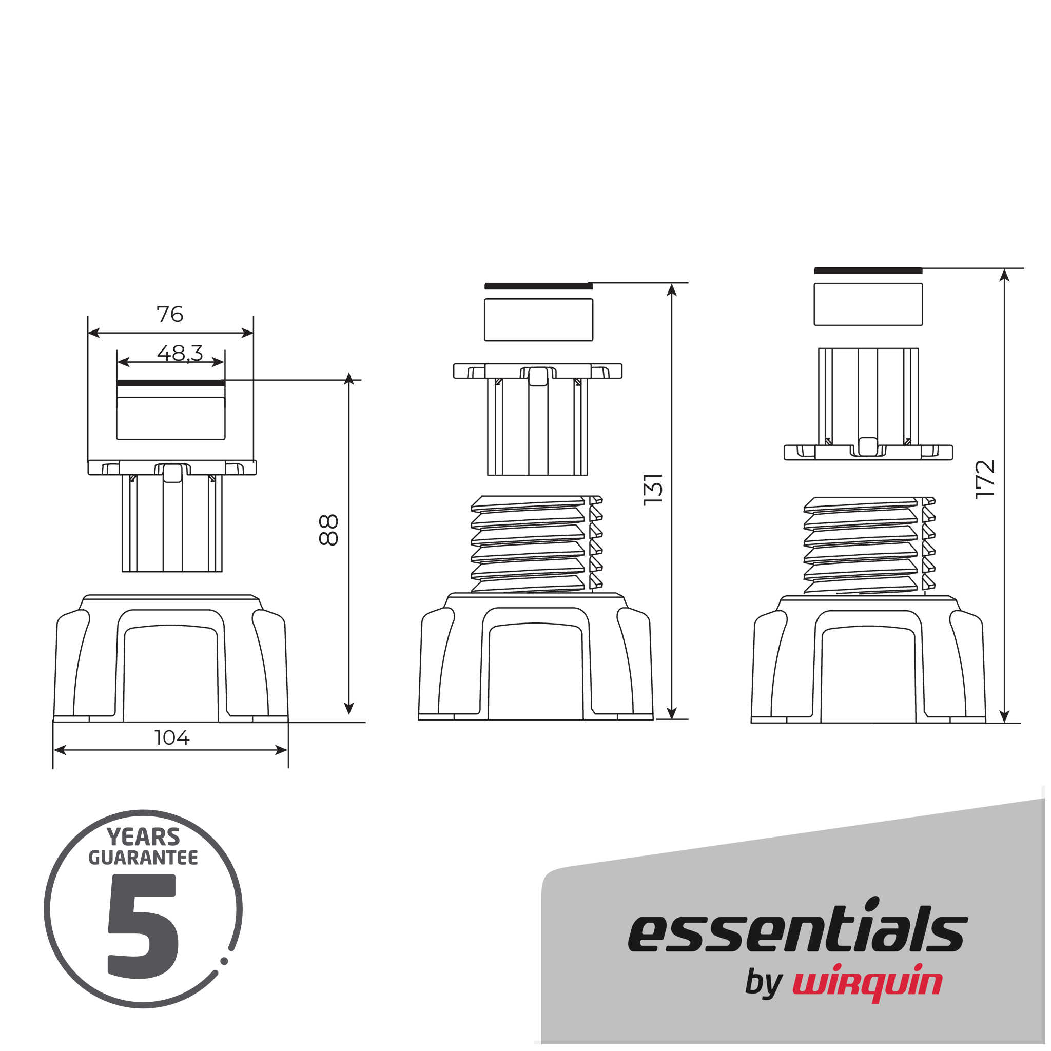 Lot de 6 pieds pour receveur de douche Wirquin réglables en hauteur de 88 à 172mm - 2