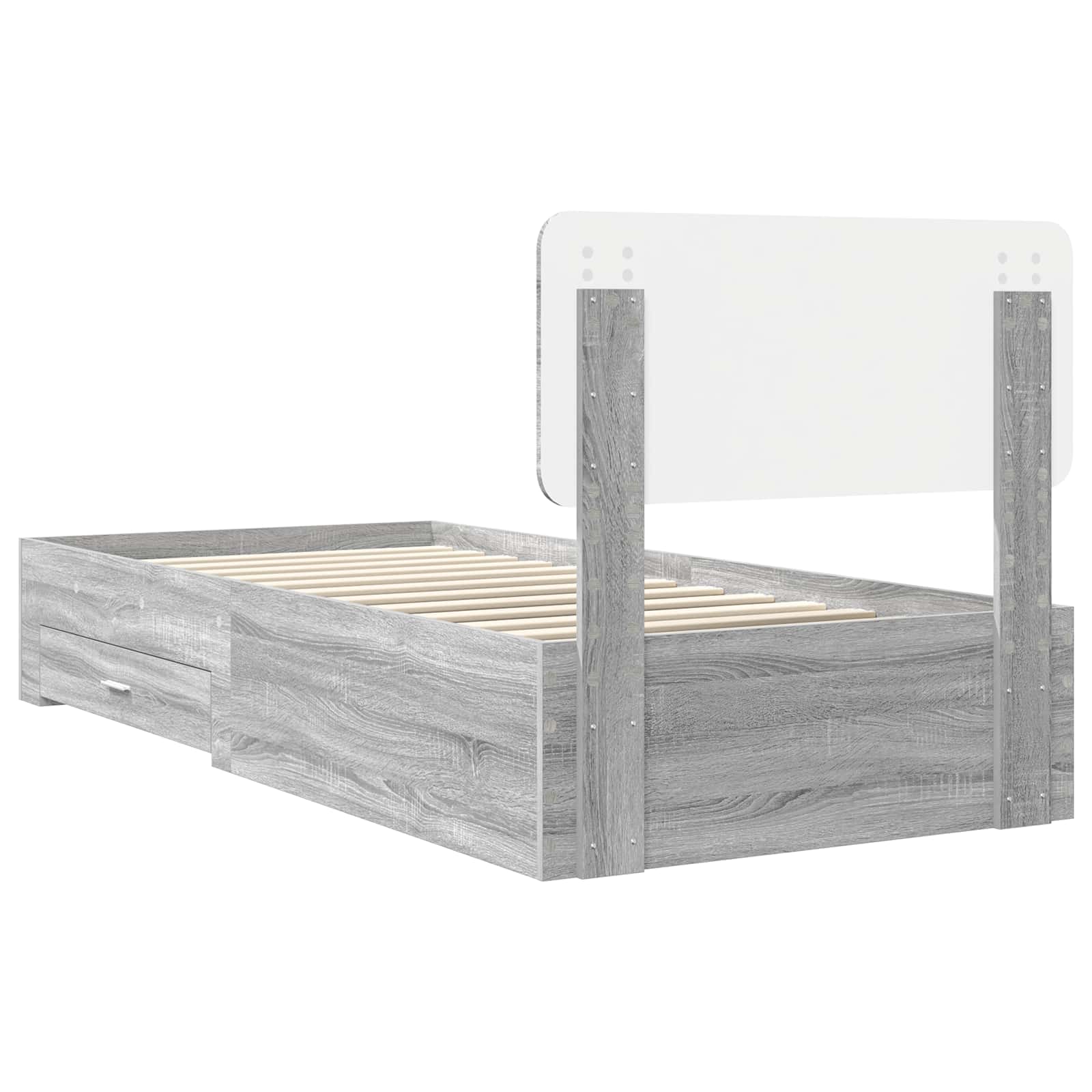 Cadre de lit gris 75 x 190 cm, panneau de bois - 9