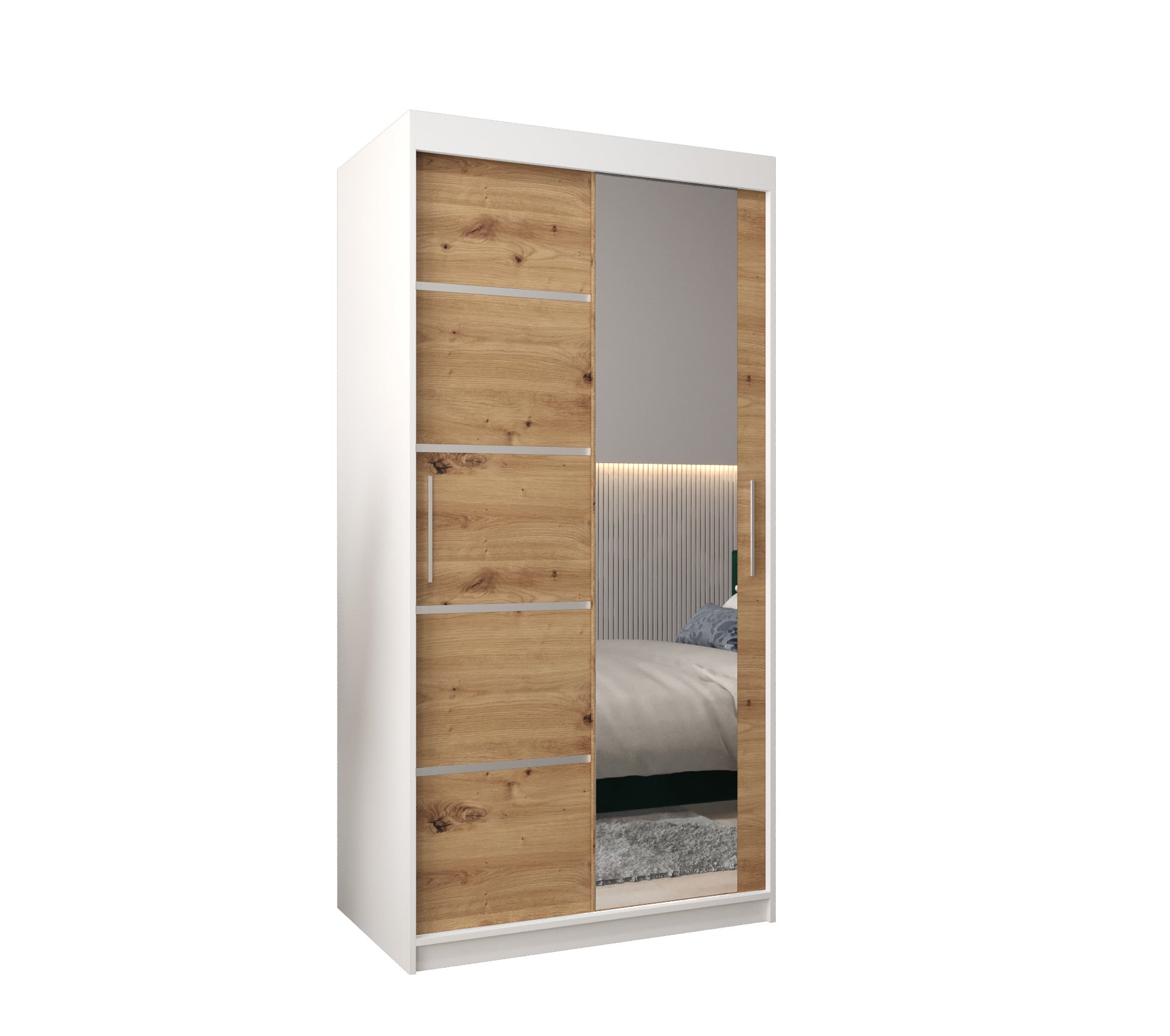 Szafa przesuwna garderoba Verona 2 100 x 62 x 200 cm Biały + Artisan - Abiks Meble