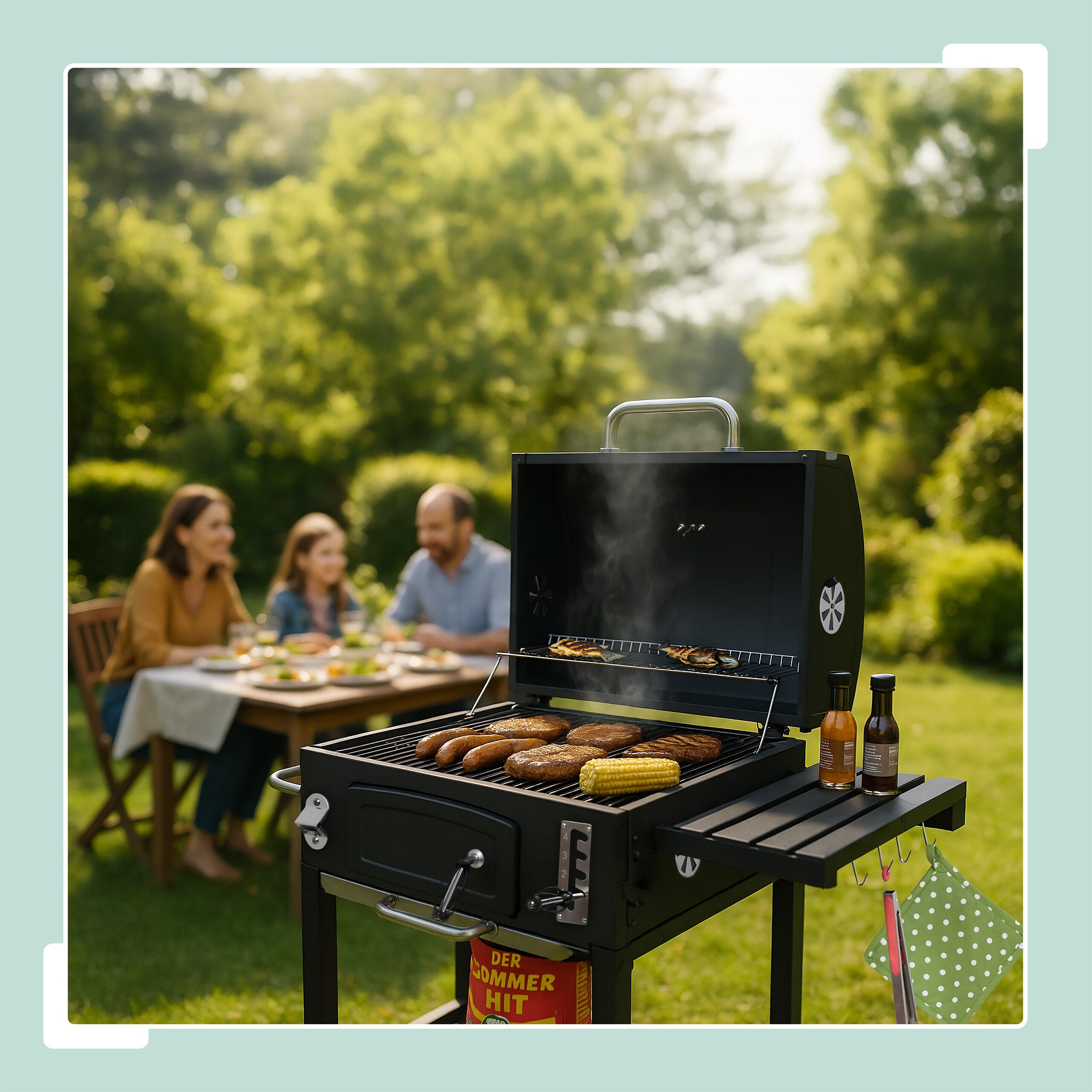 HaSteeL Griglia A Carbonella Piccola – Diametro 35,5 Cm – Compatta E Portatile Per Picnic E Campeggio