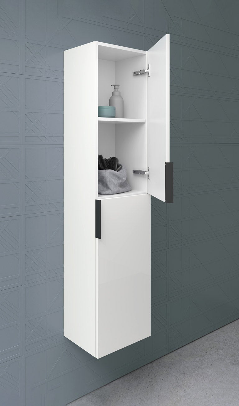 Columna de baño Indus 35 con 2 puertas, alto de 150cm y un fondo de 24cm con 2 estantes removibles y 1 estante fijo./Acabado Roble Vulcano - 2