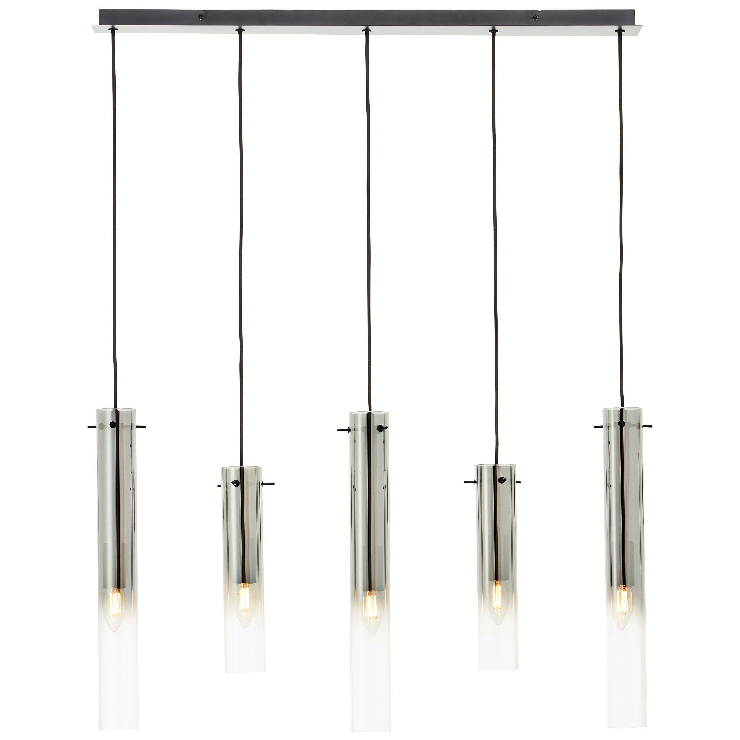 Brilliant Lampa wisząca Glasini 5 żarówek czarny mat/dymione szkło metal/czarne szkło 5x C35, E14, 25 W