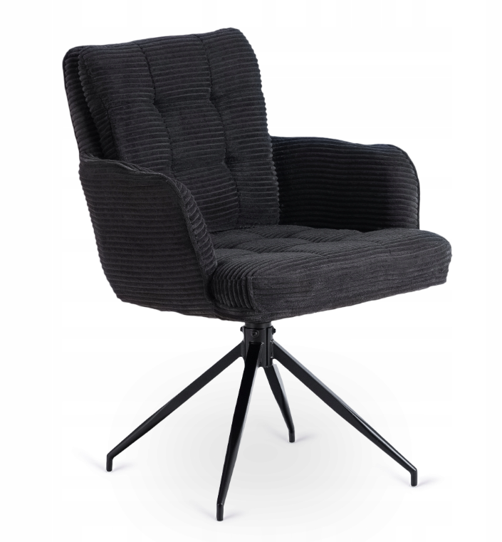 Krzesło Obrotowe Kubełkowe Tapicerowane Do Jadalni Sztruks Czarny AKIT