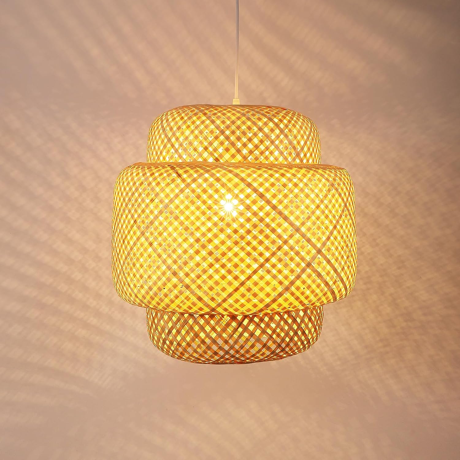 Paralume per lampada a sospensione, in corda di carta e rattan, per Lampadario, copertura per lampadario, paralume in vimini, per cucina, isola, camera da letto, ristorante, sala da pranzo