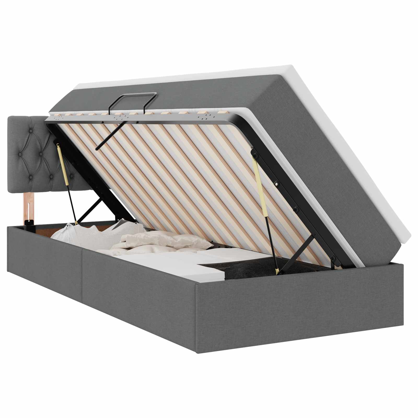 Lit de rangement avec matelas gris foncé 90 x 190 cm velours - 2
