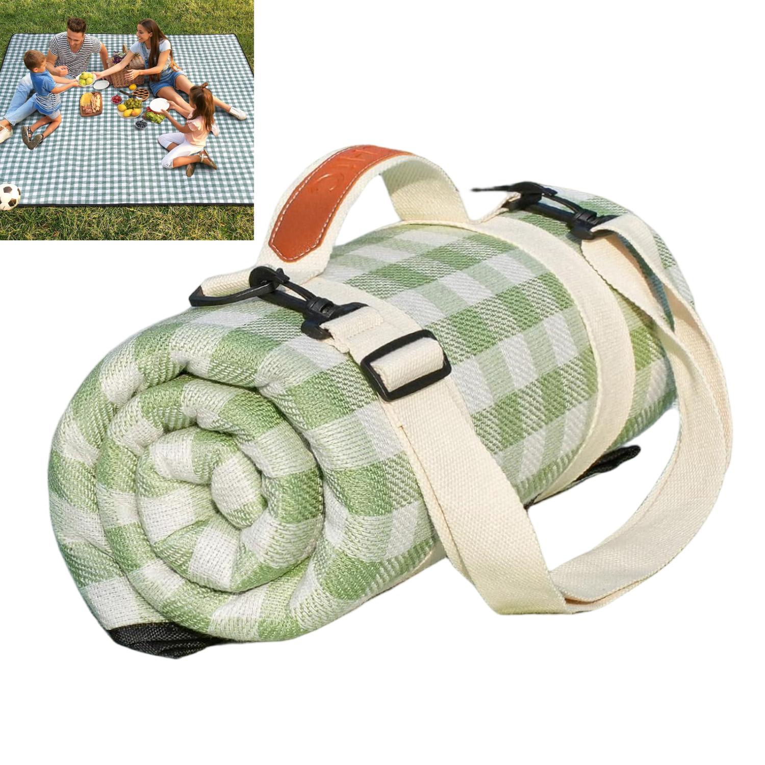 Beaface esterilla de lona para picnic, verde,esterilla de playa para exteriores, suministros para acampar y picnic,adecuada para parques y césped.