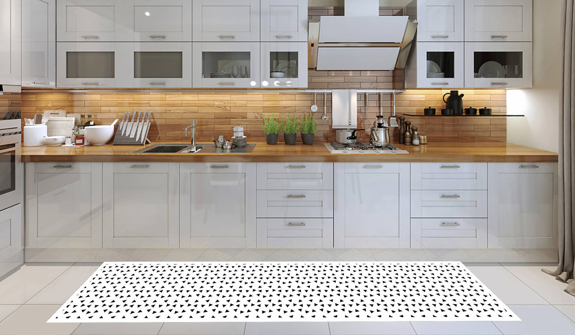 Camino de cocina, 100% made in italy, alfombra antimanchas con impresión digital, camino antideslizante y lavable, modelo bjorn, cm 240x52