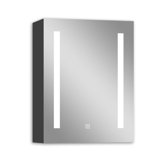 Meuble miroir de salle de bains avec éclairage LED intelligent et anti-buée - Rangement intégré et USB - Anthracite, 60x70 cm