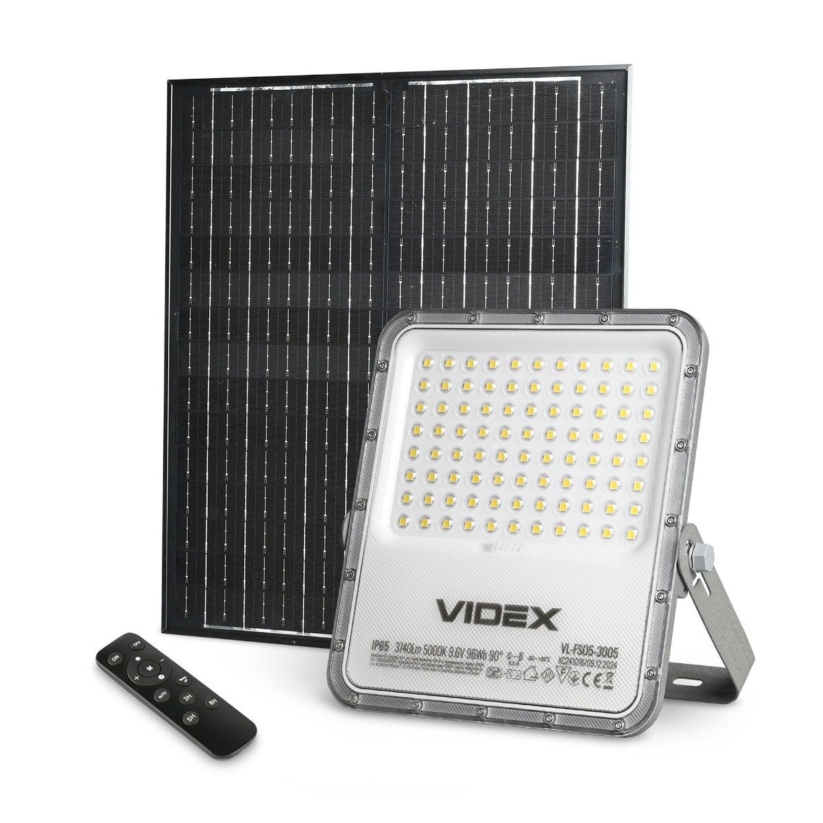 Naświetlacz solarny LED Solar szary LED 5000K 3740lm z pilotem IP65 wym: 31,4 x 27,3 x 4,5 cm aluminium Videx