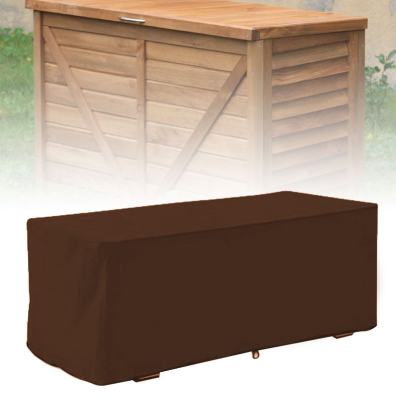 Housse de protection imperméable et résistante aux UV pour coffre de jardin, 123 x 62 x 55 cm (couleur café), Couvercle de boîte de rangement - 4