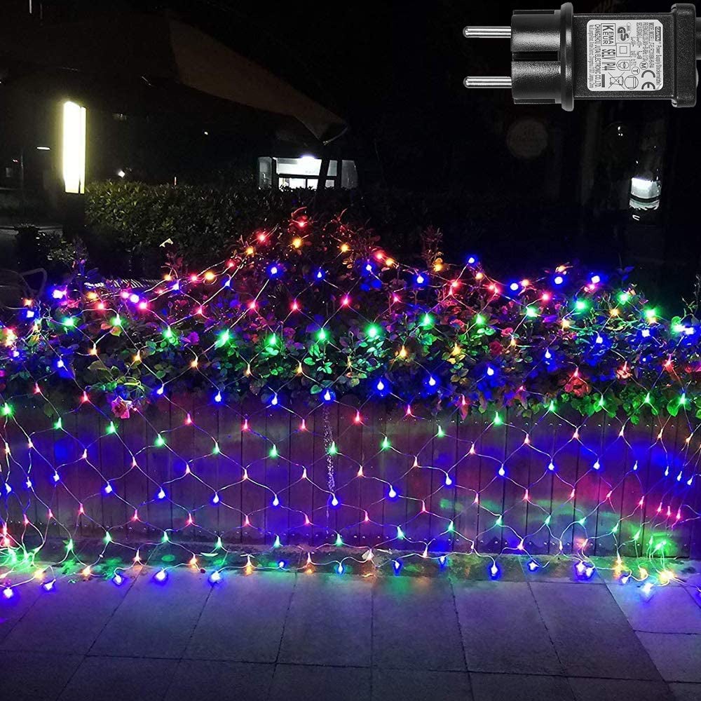 Girlanda świetlna z siatki, 6 x 4 m, 660 diod LED, zewnętrzna siatka świetlna, 8 trybów, owijanie drzewem, oświetlenie dekoracyjne na Różnokolorowy
