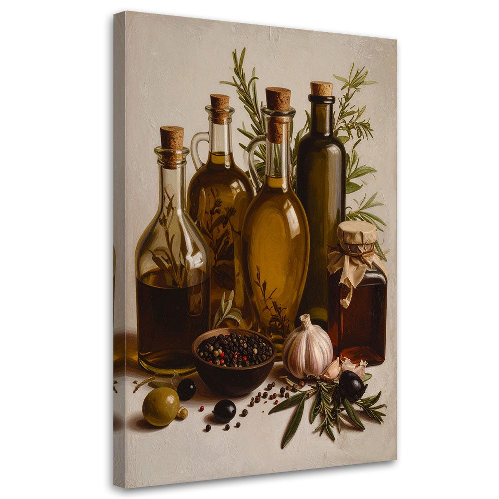 Obraz do kuchni jadalni restauracji baru, Oliwa z oliwek zioła przyprawy 80x120