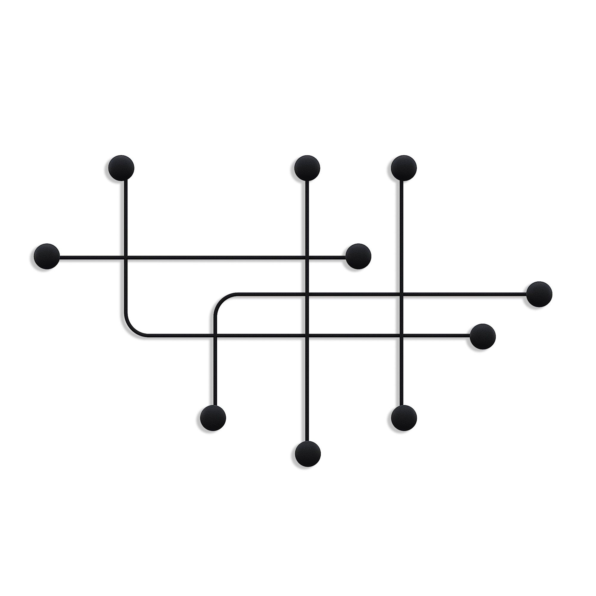 Cuier de perete SAMARA, negru, metal, 107x64 cm