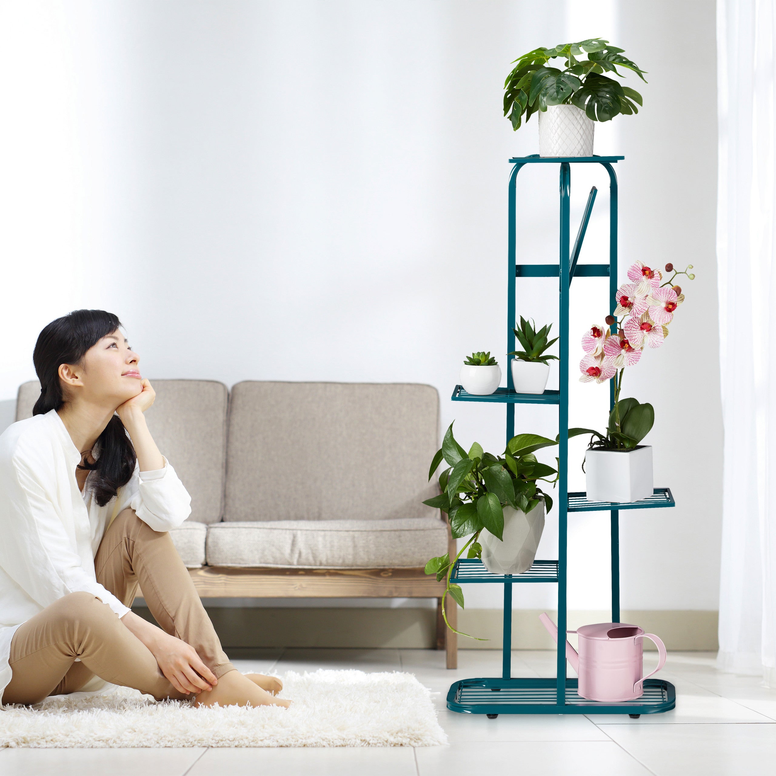 Étagère à Plantes 4 étages En Métal Noir - Pour Intérieur Et Extérieur (balcon, Terrasse, Salon) - 3