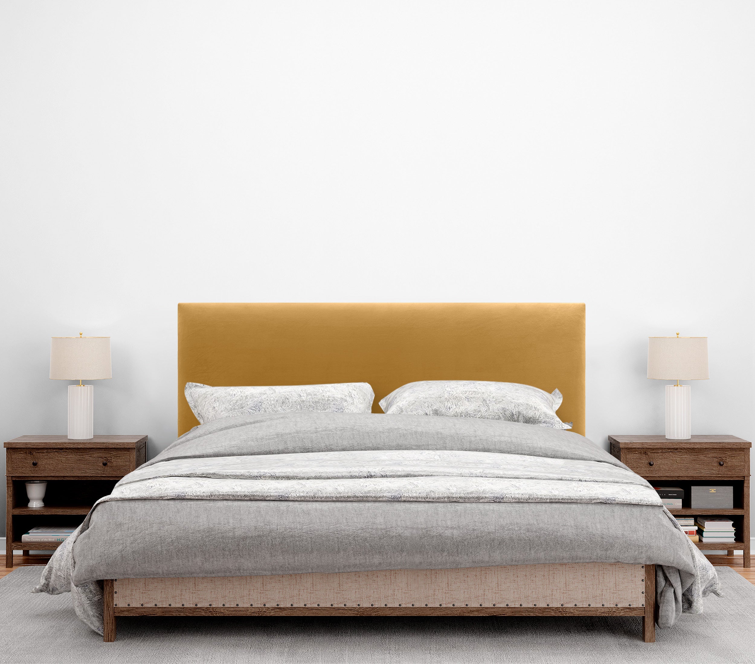 DHOME Testiera in Velluto Liscio Camera da letto Imbottita con Testiera Imbottita Moderna di Fascia Alta (Senape, 150x50cm) - 4