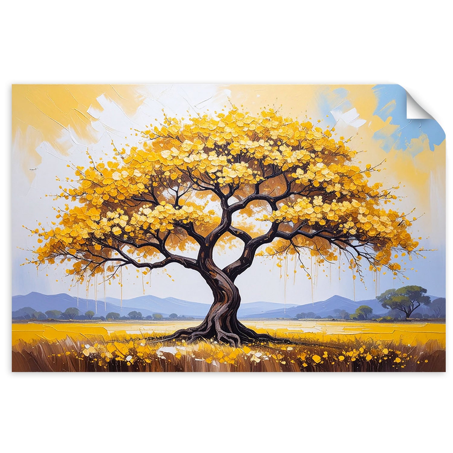 Naklejka na ścianę, 3D Złote Kwitnące Drzewo Życia 60x40