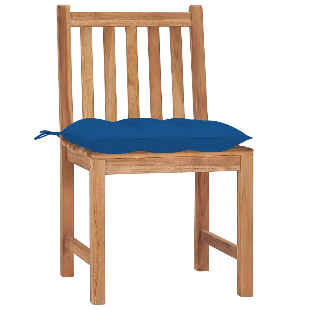 Chaises de jardin 6 pcs avec coussins Bois de teck massif - 3