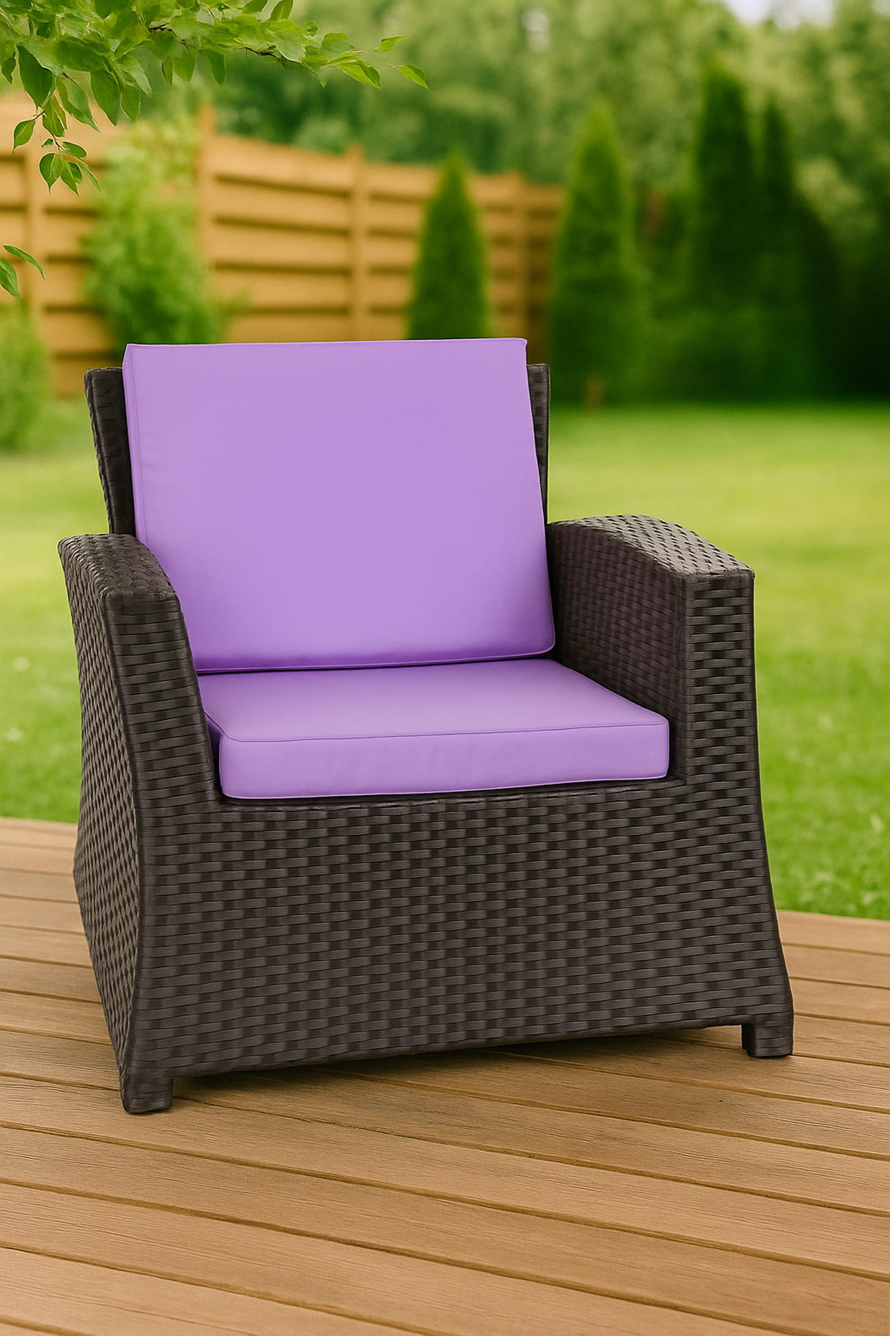 Cuscino per sedia in polyrattan 56x52x7cm Set da 6 cuscini per sedia- Cuscino per poltrona da giardino Viola/ cuscino schienale seduta per esterni - 4
