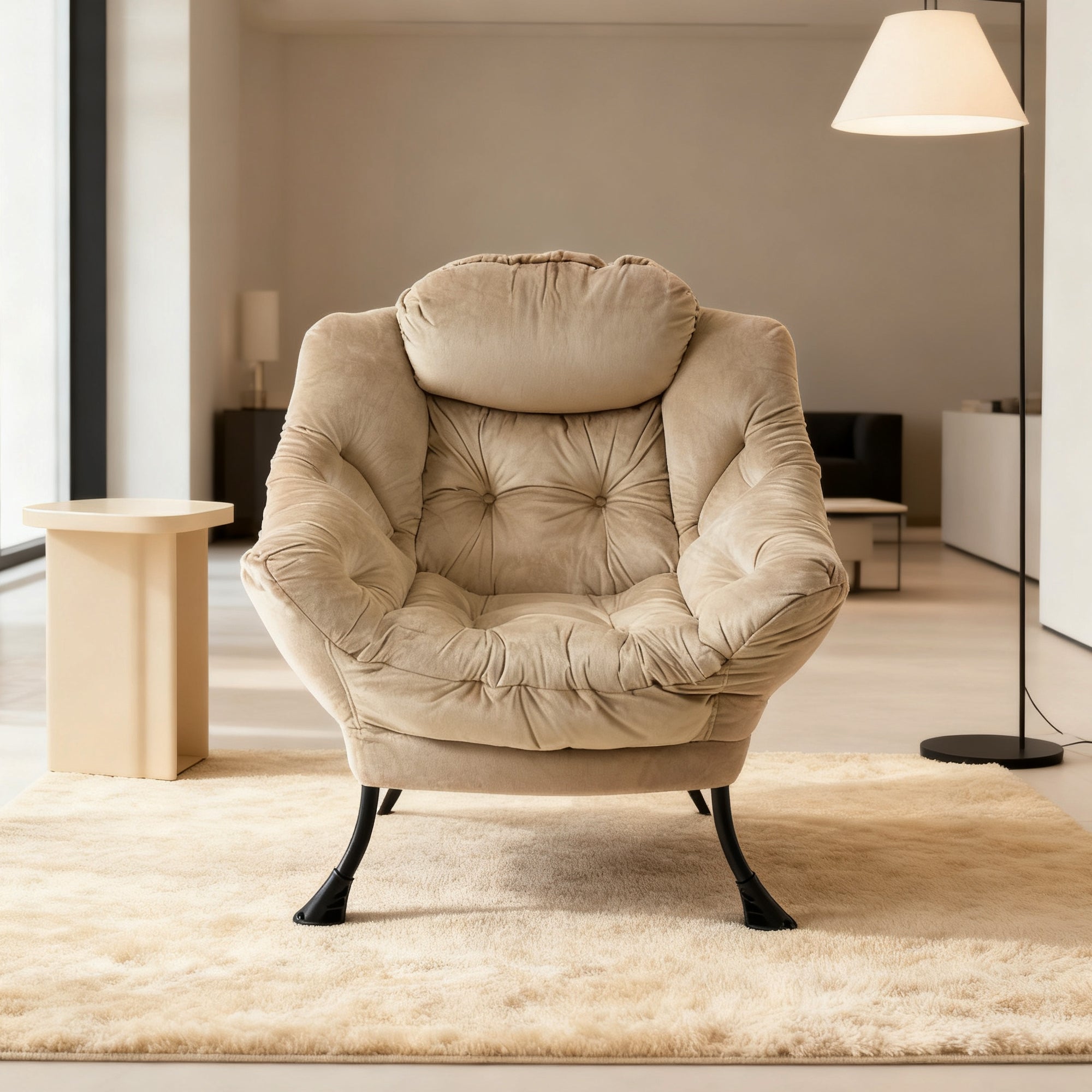 Fauteuil relax avec repose-pieds, chaise inclinable avec poche latérale, fauteuil de salon/chambre/bureau, en polyester kaki - 2