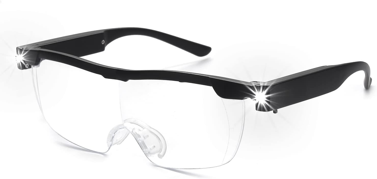 Lupy 180% z akumulatorowym światłem LED – mocne lupy – okulary bez użycia rąk do pracy z bliska, rękodzieła, biżuterii
