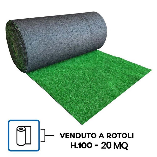 Prato sintetico erba sintetica artificiale moquette tappeto erboso mm.7 H.100 X 20 mt. rotolo 20 MQ