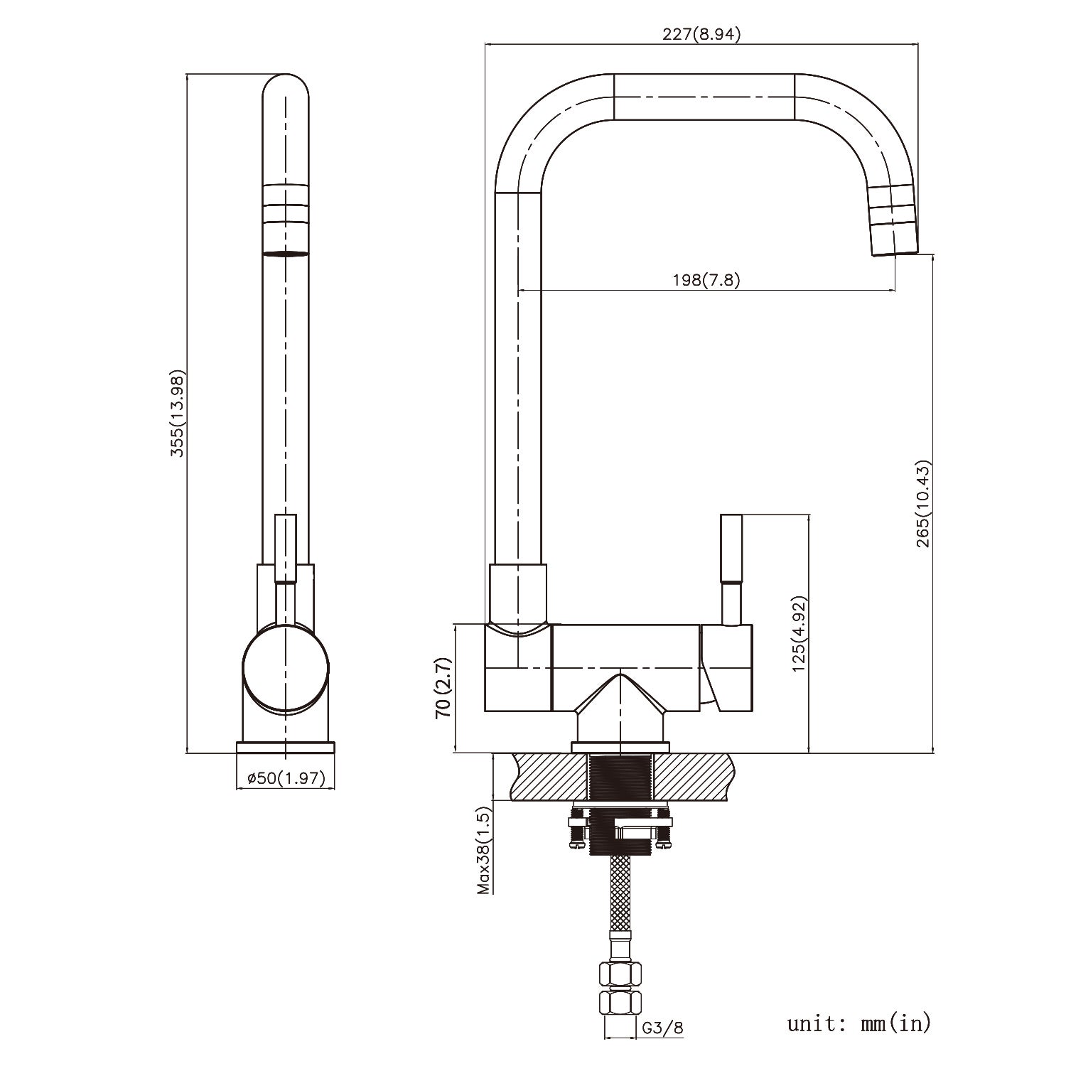 Cecipa max Rubinetto da cucina pieghevole con 2 getti a scelta, rubinetto da cucina pieghevole in acciaio inox davanti alla finestra,EU Modello - 5