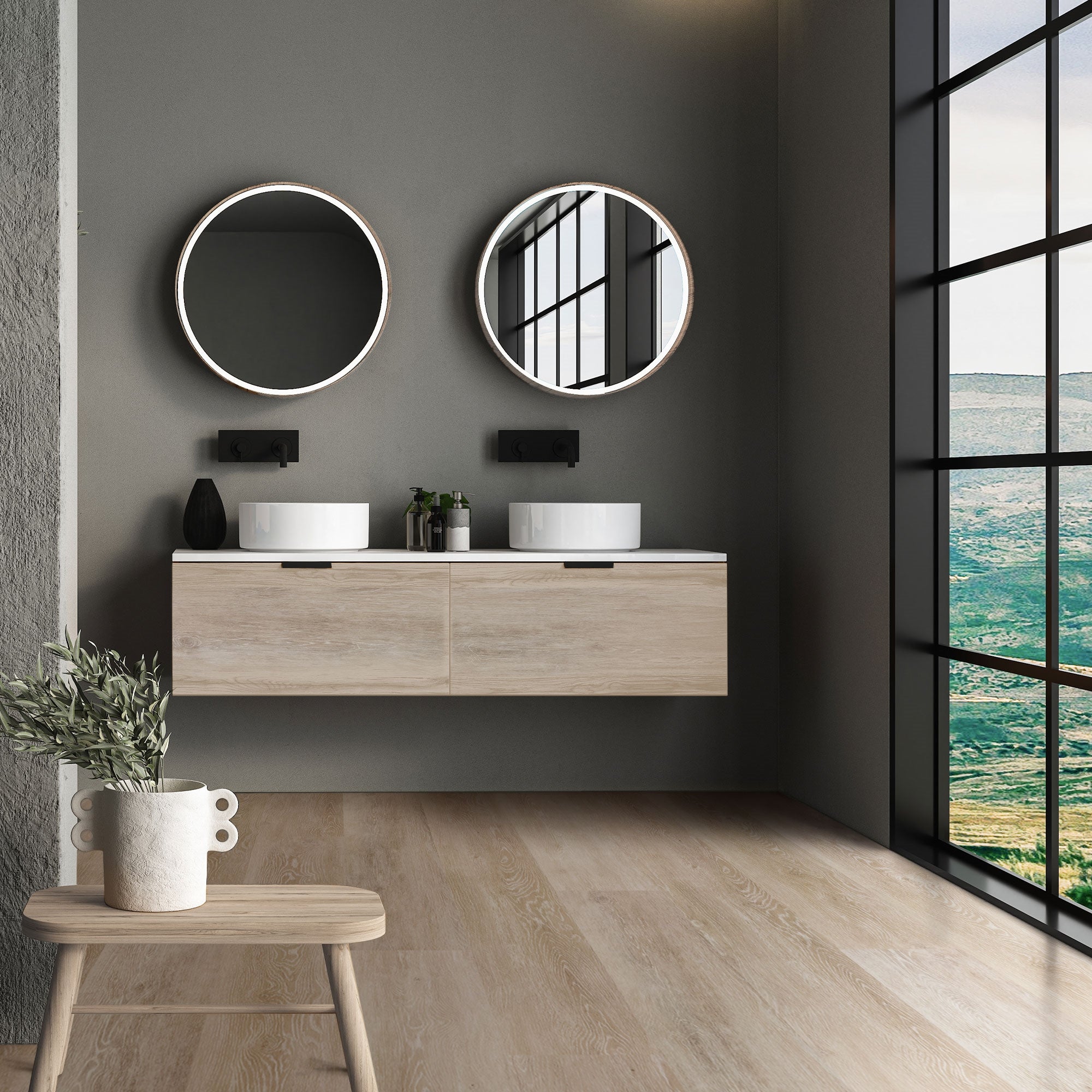 Revêtement de sol clipsable en vinyle 122cm x 18cm x 4,2mm 6,16m²/28 planches chêne marron afterglow imitation parquet pvc étanche classe charge 34 - 5