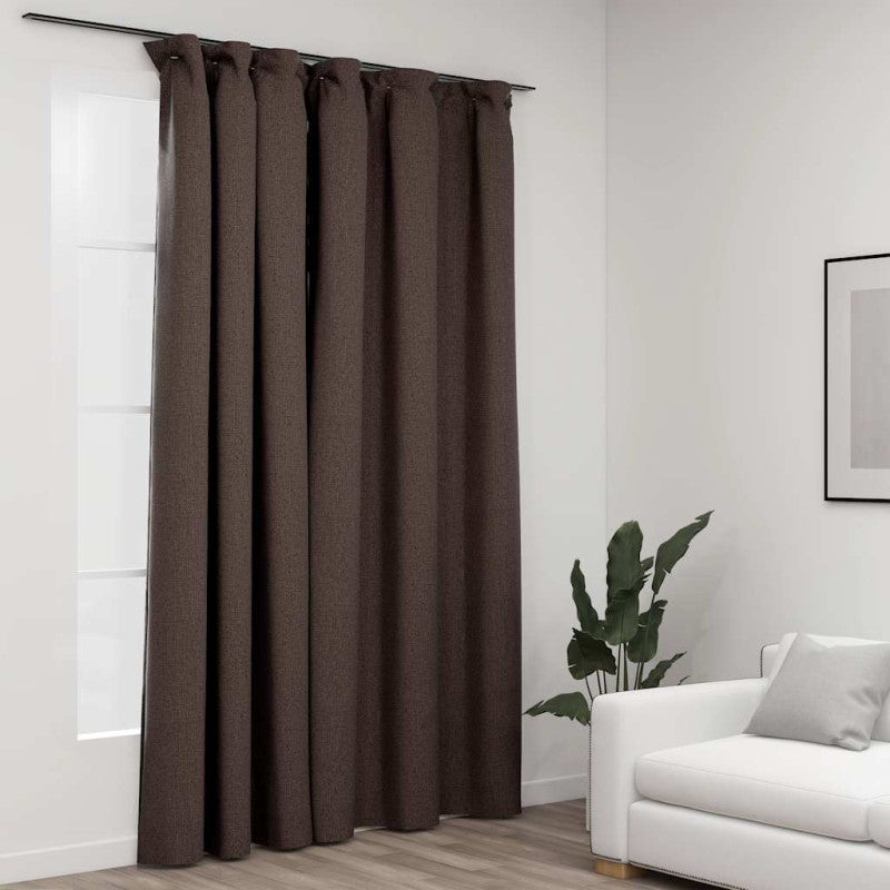 Zasłona stylizowana na lnianą, z haczykami, taupe, 290x245 cm vidaXL
