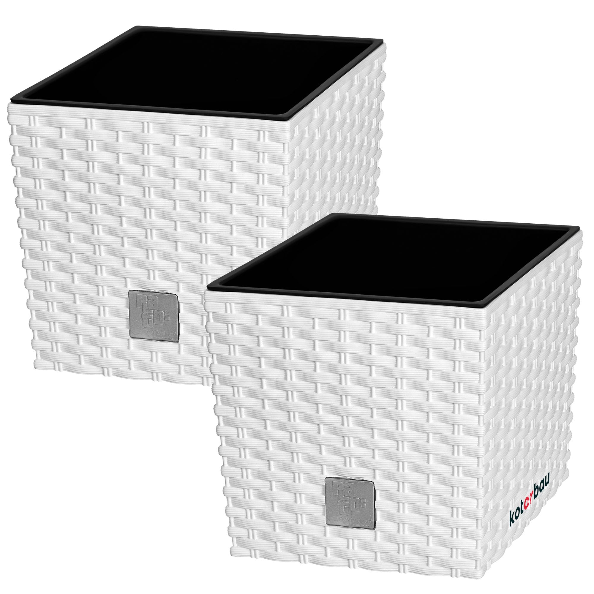 2x donica doniczka 9,8 l ogrodowa balkonowa taras kwiaty rattan wkład ogród - KOTARBAU