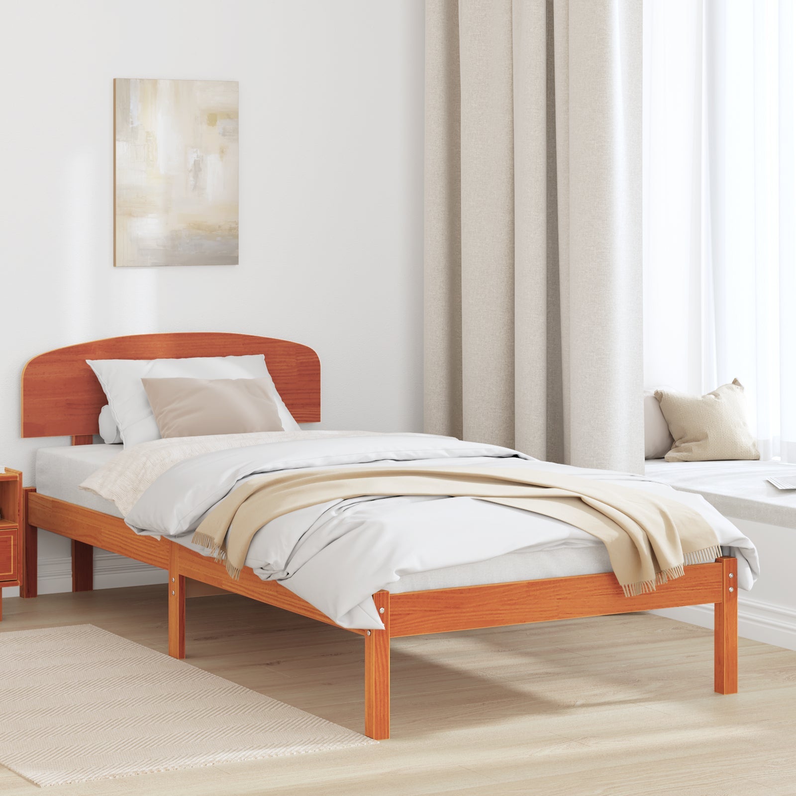 Ramka łóżka Woskowy Brąz 100 x 200 cm Lite drewno sosnowe vidaXL