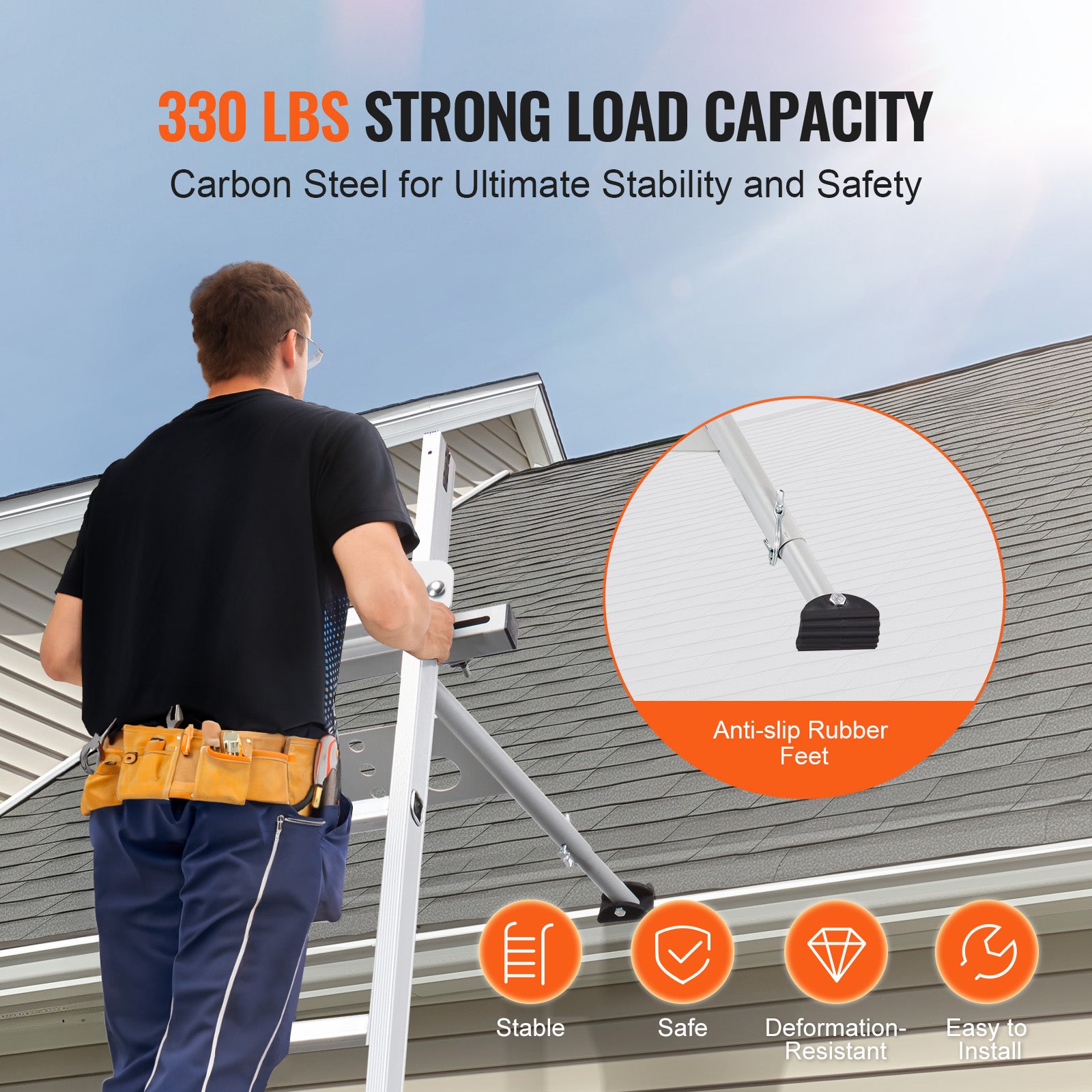 Stabilisateur d'échelle,SucceBuy pieds réglables,support d'échelle extensible,accessoires d'échelle murale robustes pour gouttière toit,convivial - 8
