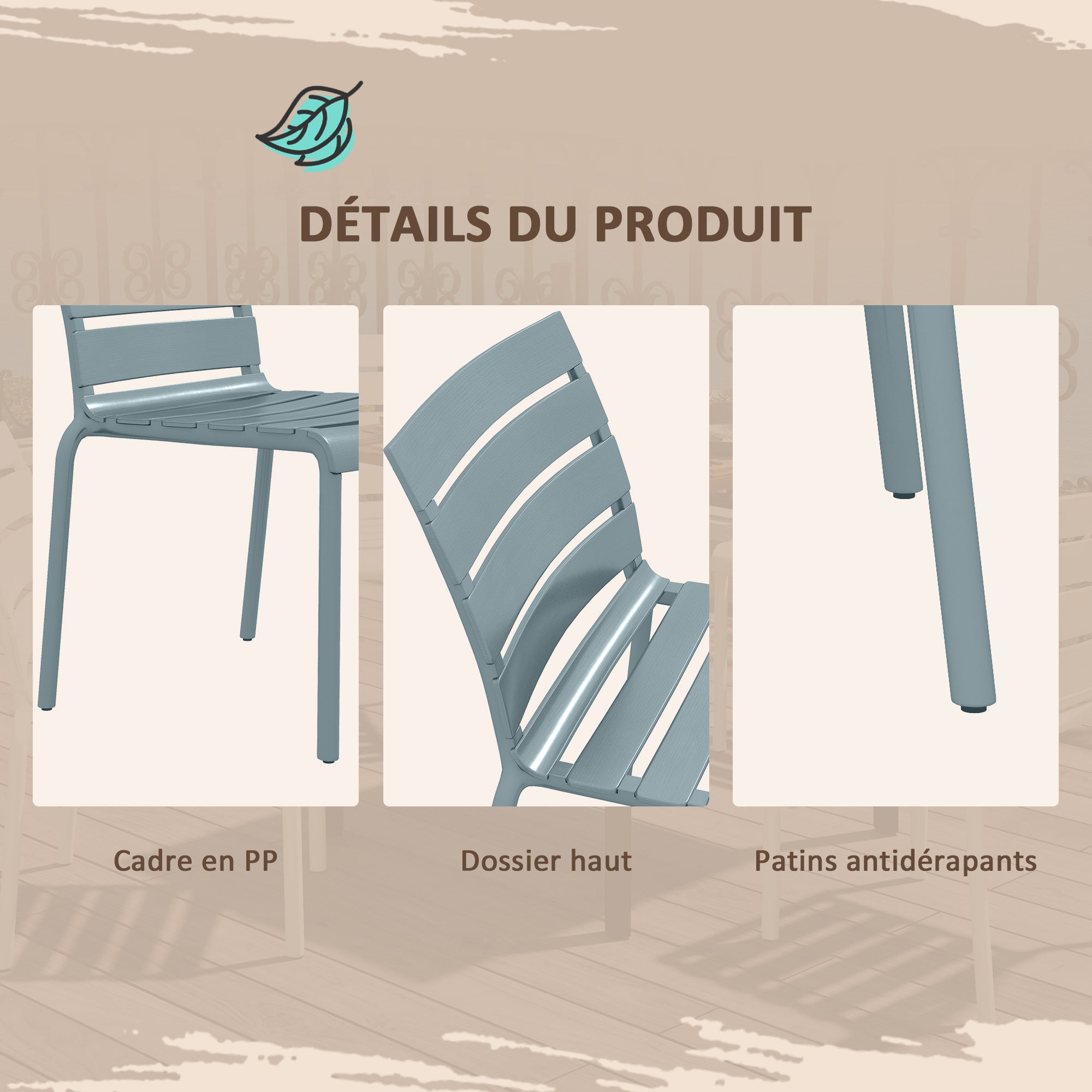 Ensemble de chaises de jardin PP Outsunny - 6
