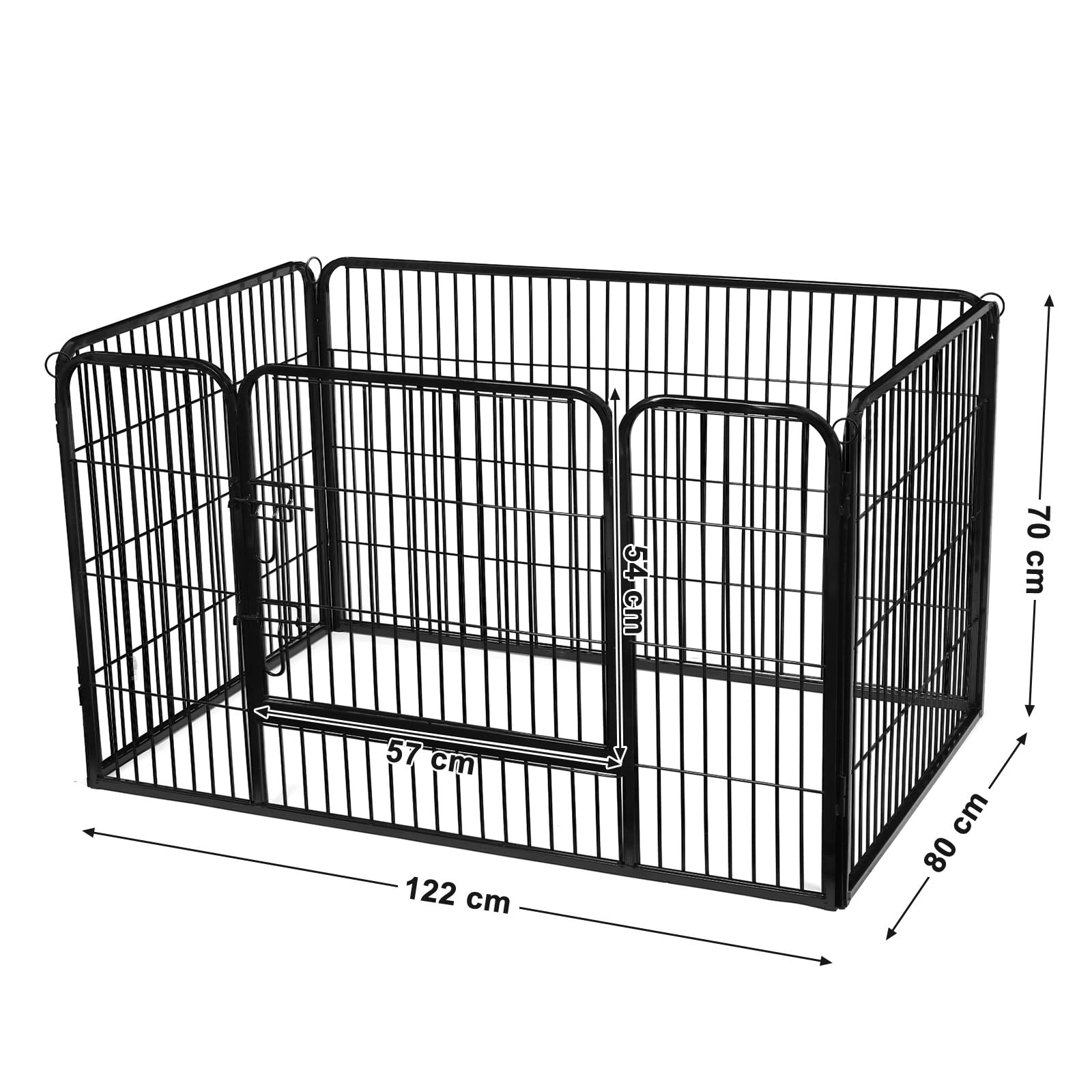 Jaula para perros de metal con una puerta - 122x80x70 cm, apta para interior y exterior, negro - 8