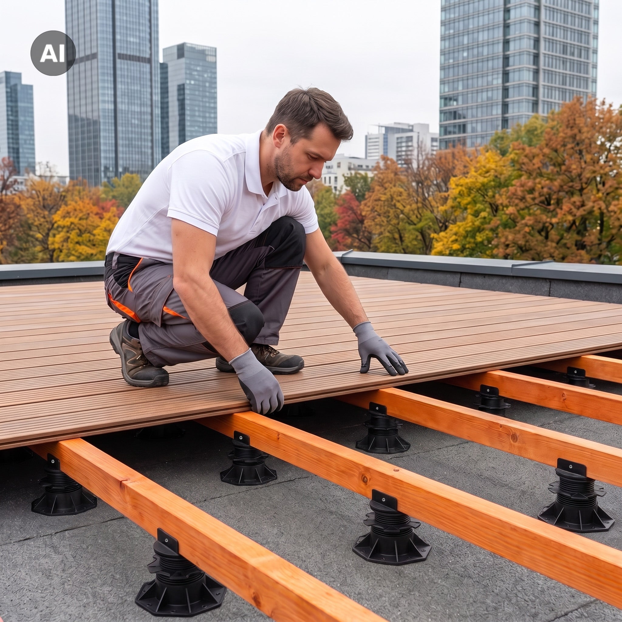 Plots de terrasse – Charge 2700 kg – Hauteur réglable 60-128 mm – en PP – Pieds de support pour Lames Dalles Wiltec - 2