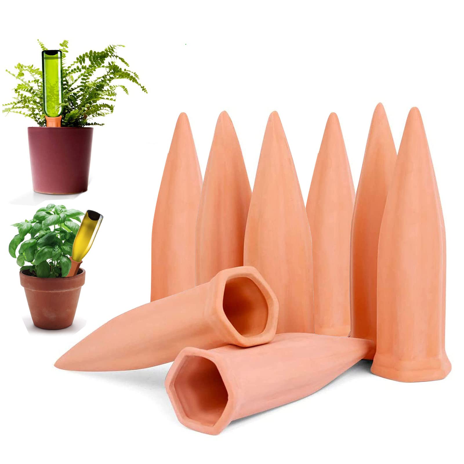 POWZOO Lot De 8 Cônes En Argile Pour Arrosage Automatique - Système D'Irrigation Naturel Pour Plantes D'Intérieur Et Extérieur