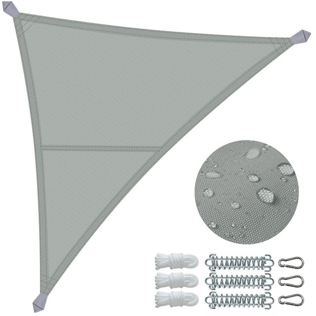 Voile d'ombrage Triangle en Polyester Imperméable avec Kit de Montage 3x3x3m Gris VOUNOT®
