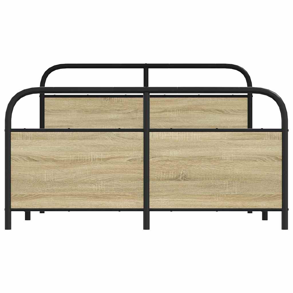Cama casal | Cama de adulto | Estrutura de cama sem colchão 140x200 cm metal carvalho sonoma CFW286830 - 4
