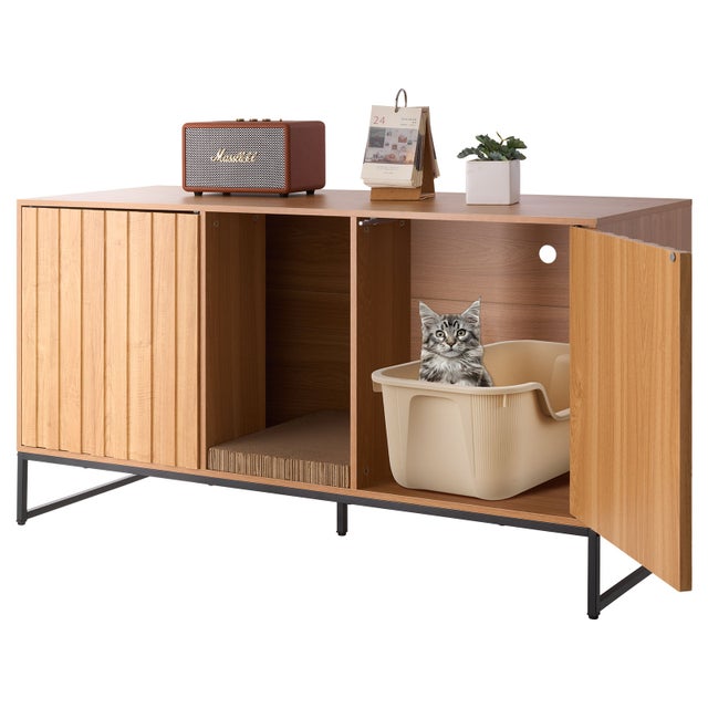 Móvel cobre liteira VEVOR, madeira, 120×45×66,5 cm, com arranhador, compatível com a maioria das caixas, para sala