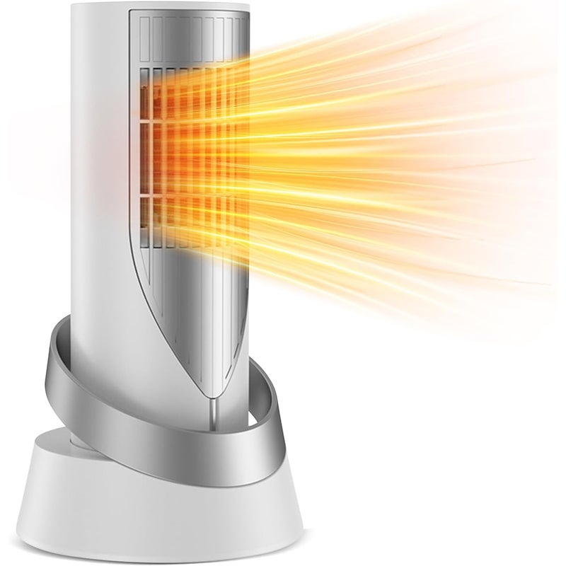 Miniaturowy ceramiczny grzejnik elektryczny z termostatem, 1200 W, przenośny, odpowiedni do biura, sypialni, salonu, z zabezpieczeniem przed przewróc