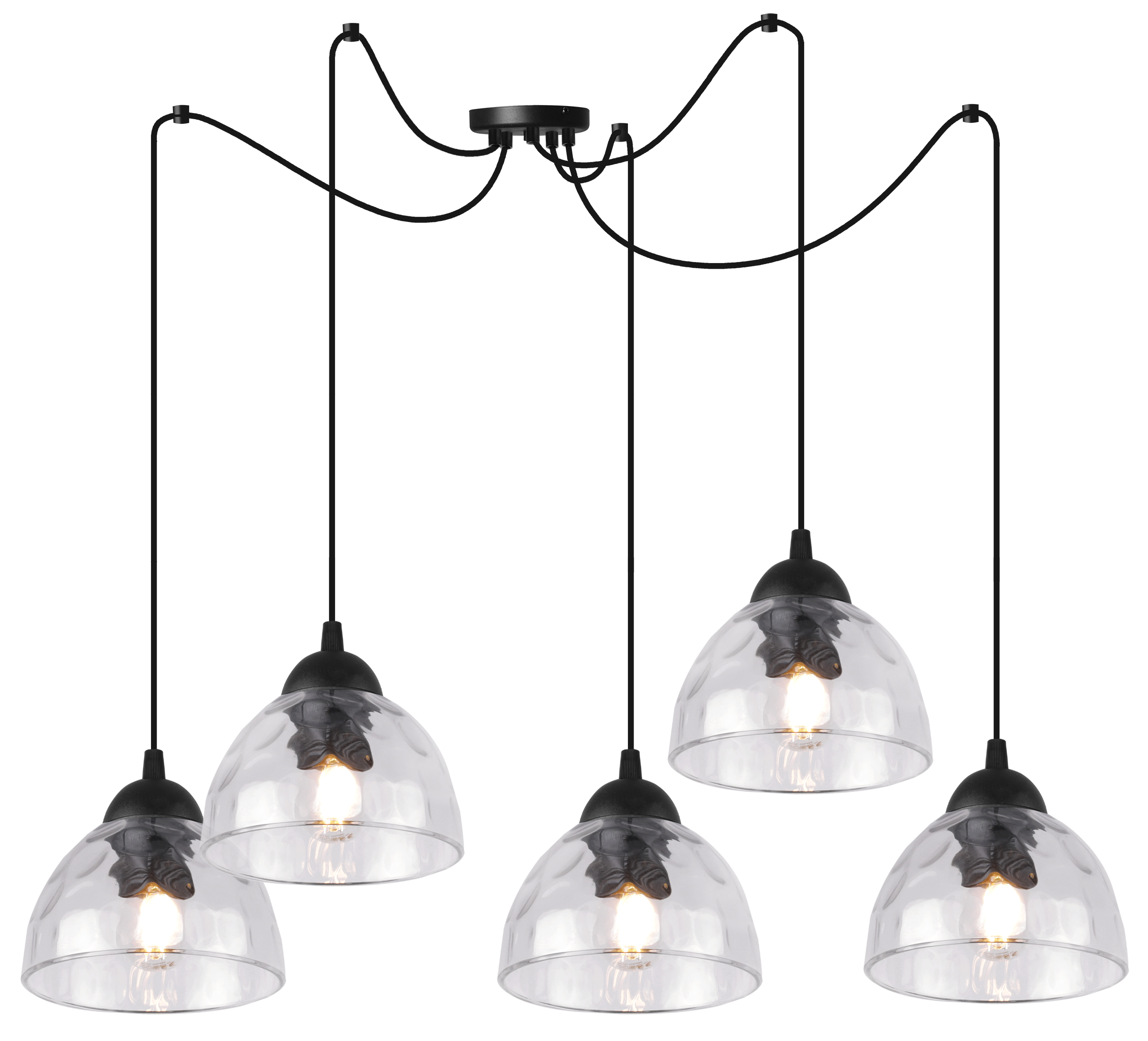 Lampa sufitowa wisząca Venice pająk classic 5xE27 klosz półokrągły transparentny Light Home LH