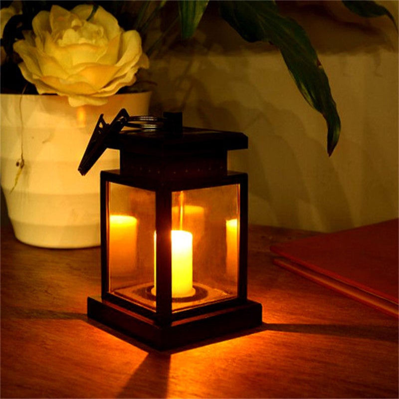 Lampe à bougie solaire vintage avec système de contrôle de lumière solaire, boîtier étanche, grande batterie - 9*9*22 cm - 4