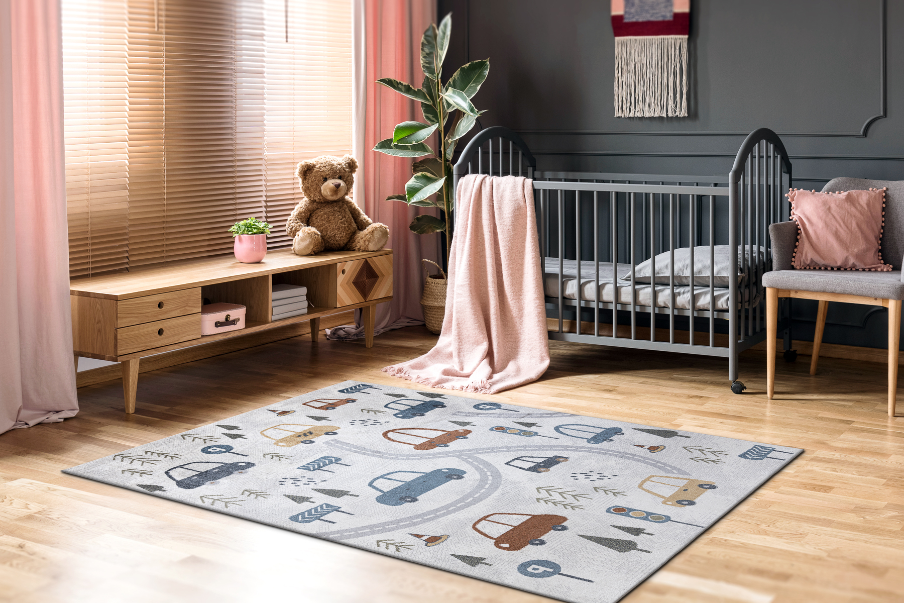 Tappeto BONO 8436 Automobili strada crema / grigio chiaro 280x370 cm - 5