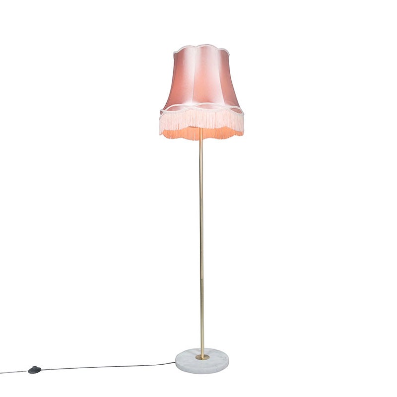 Qazqa retro lampa podłogowa z kloszem - Kaso - różowy, okrągły, max. 60w, kompatybilny z żarówką LED, e27, 175cm, IP20