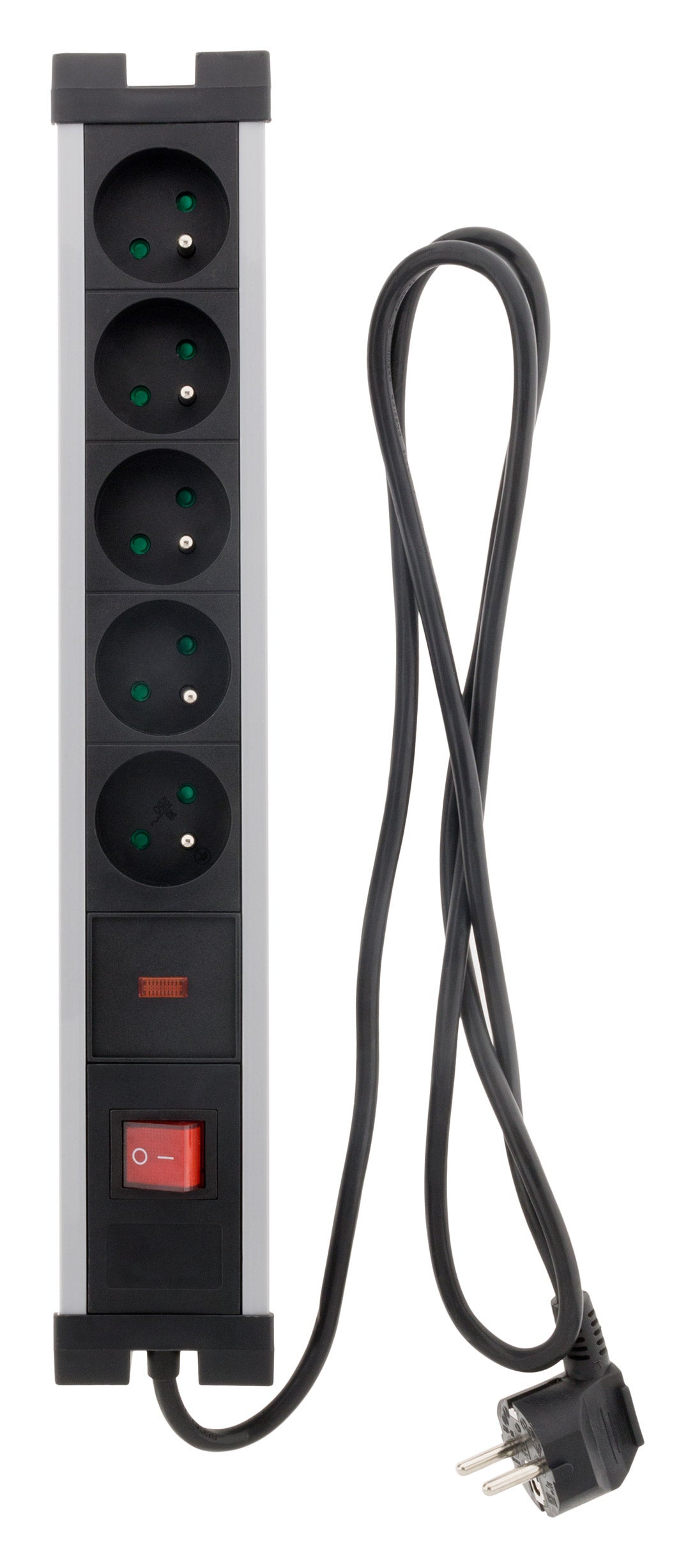 Bloc parafoudre 5x16A avec interrupteur - Noir - Zenitech - 5