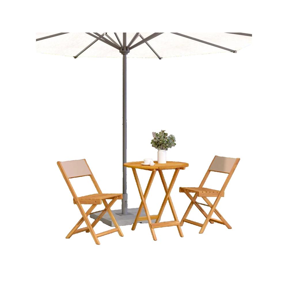 Zestaw bistro vidaXL drewno lite składane 3 szt. tkanina taupe