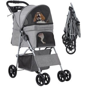 Trasportino per gatti con ruote Carrello per animali domestici - Passeggini per animali domestici Trasportino per gatti con ruote Carrello per cani | Carrello pieghevole a 4 ruote Passeggino leggero p